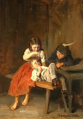 Franz von Defregger Kinder beim Kirschenessen oil painting picture